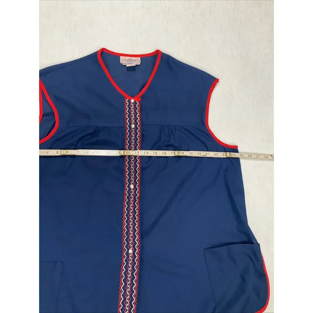 Vintage Izzy’s Artist Gardening Smock Chore Snap Apron Vest Top M Navy 2XL USA